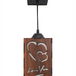 Gojeeva Brown & Black 4 Pieces Textured Wooden Ceiling Lamp With Adjustable Cord image 4