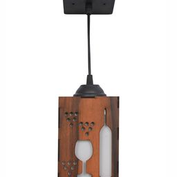 Gojeeva Brown 2 Pieces Textured Wooden Ceiling Lamp With Adjustable Cord image 4