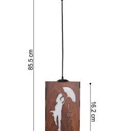 Gojeeva Brown Textured Wooden Ceiling Lamp With Adjustable Cord image 3
