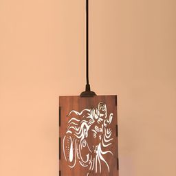 Gojeeva Brown & White 4 Pieces Wooden 10 Watts Rectangular Traditional Ceiling Lamp-53