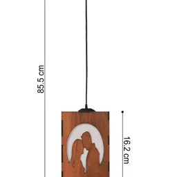 Gojeeva Brown Textured Wooden Ceiling Lamp With Adjustable Cord image 4