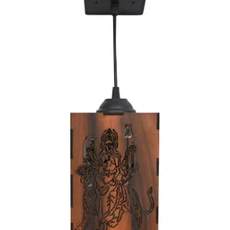 Gojeeva Brown & White 2 Pcs Wooden 10 Watts Rectangular Traditional Ceiling Lamp image 5