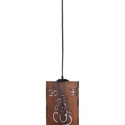 Gojeeva Brown 4 Pieces Textured Wooden Ceiling Lamp With Adjustable Cord image 5