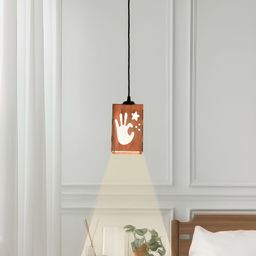 Gojeeva Brown and White Wooden 10 Watts Rectangular Contemporary Ceiling Lamp-1