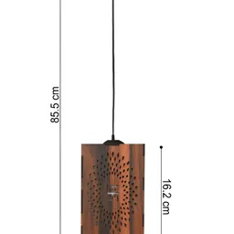 Gojeeva Brown Textured Wooden Ceiling Lamp With Adjustable Cord image 5