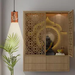Gojeeva Brown & White 2 Pieces Textured Contemporary Wooden Ceiling Lamps-21