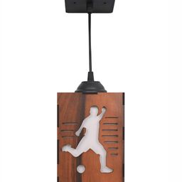 Gojeeva Brown Rectangle Textured Wooden Contemporary Ceiling Lamp image 4