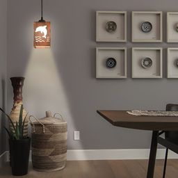 Gojeeva Brown and White Dolphin Wooden 10 Watts Rectangular Contemporary Ceiling Lamp-93