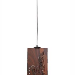 Gojeeva Brown 4 Pieces Textured Wooden Ceiling Lamp With Adjustable Cord image 3