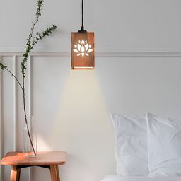 Gojeeva Brown & White 2 Pieces Lotus Wooden 10 Watts Rectangular Traditional Ceiling Lamps-42