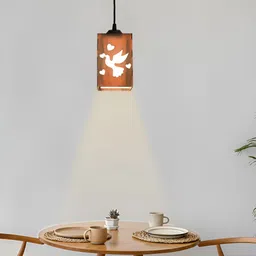 Gojeeva Brown 4 Pieces Textured Wooden Traditional Ceiling Lamp With Adjustable Cord-49