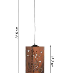 Gojeeva Brown 4 Pieces Textured Wooden Ceiling Lamp With Adjustable Cord image 4