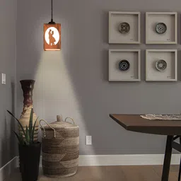 Gojeeva Brown 2 Pieces Wooden 10 Watts Traditional Ceiling Lamp-49