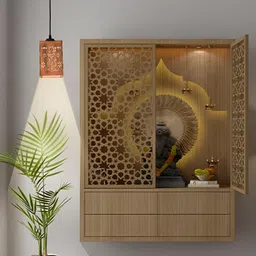 Gojeeva Brown & White 2 Pieces Textured Contemporary Wooden Ceiling Lamps-26