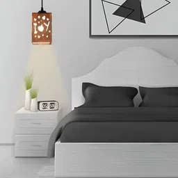 Gojeeva Brown & White 2 Pieces Textured Contemporary Wooden Ceiling Lamps-24