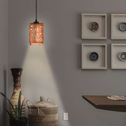 Gojeeva Brown 2 Pieces Textured Wooden Ceiling Lamp With Adjustable Cord-9