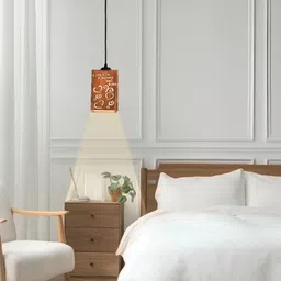 Gojeeva Brown 4 Pieces Rectangle Textured Wooden Contemporary Ceiling Lamps-image-74