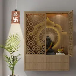 Gojeeva Brown & White 4 Pieces Textured Contemporary Wooden Ceiling Lamps-35