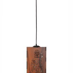 Gojeeva Brown & White 4 Pcs Hanuman Wooden 10 Watts Rectangular Traditional Ceiling Lamps image 5