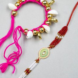 StileAdda Unisex Set Of 2 Bhai Bhabhi Rakhi & Roli Chawal Gift Set-image-59
