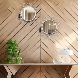 HOSLEY White 2 Pieces Textured Metal Framed Round Shaped Wall Hanging Mirrors image 4