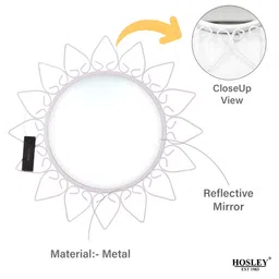 HOSLEY White 2 Pieces Textured Metal Framed Round Shaped Wall Hanging Mirrors image 3