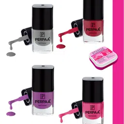 PERPAA Set of Nail Enamel Removing Wipes & 4 High-Shine Long Lasting Nail Polish 5 ml Each-image-61