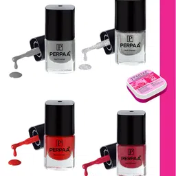 PERPAA Set of Nail Enamel Removing Wipes & 4 High-Shine Long Lasting Nail Polish 5 ml Each-image-60