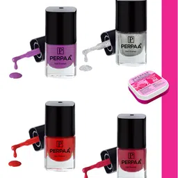 PERPAA Set of Nail Enamel Removing Wipes & 4 High-Shine Long Lasting Nail Polish 5 ml Each-image-62
