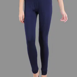 SPIFFY Women Plus Size Navy Blue Solid Churidar Leggings-image-67