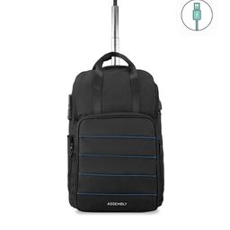 Assembly Unisex Black Laptop Backpack Trolley with USB Charging Port-32