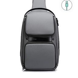 Red Lemon Unisex Grey & Black Crossbody Backpack with USB Charging Port-10