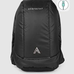 Aristocrat Unisex Black Solid Laptop Backpack with USB Charging Port-0