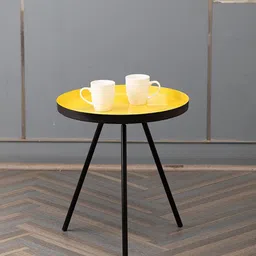 MARKET99 Yellow & Black Metal Round Side Table For Living Room-30