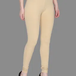 SPIFFY Women Cream-Coloured Solid Leggings image 4