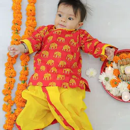 BownBee Infants Boys Printed Pure Cotton Kurta Set-50