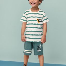 Toonyport Boys Striped Printed Pure Cotton T-shirt With Shorts-image-41