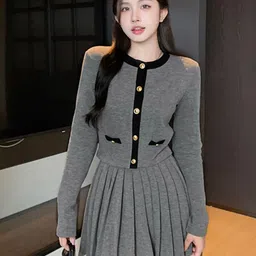 Stylecast X KPOP Polyester Round Neck Top With Skirt-image-20