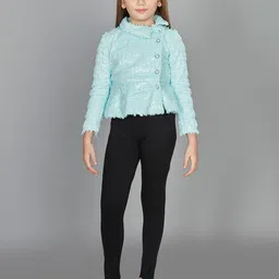 Peppermint Girls Self Design Textured Top With Leggings-image-45