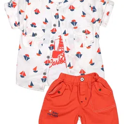 YOUSTYLO Boys Conversational Printed Shirt with Shorts-3