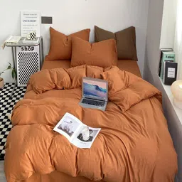 JC HOME Rust Brown Double King Bedding Set-48