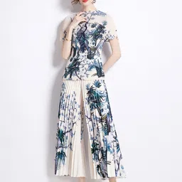 JC Collection Floral Printed Top & Palazzo Co-Ords Set-image-83