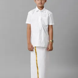 Ramraj Boys Shirt with Golden Zari Dhoti-58