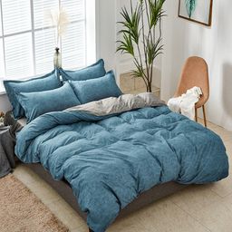 JC HOME Blue Solid Double Queen Pure Cotton Bedding Set-image-45