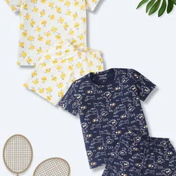 FUNKRAFTS Kids Pack Of 2 Round Neck Printed Cotton T-shirt with Shorts-20