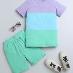 ZIP ZAP ZOOP Boys Colourblocked Pure Cotton T-shirt with Shorts-17