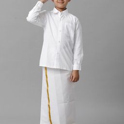 Ramraj Boys Shirt with Golden Zari Dhoti-image-87