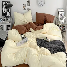 JC HOME Coffee Brown & Cream AC Room Double King Bedding Set-picture-23