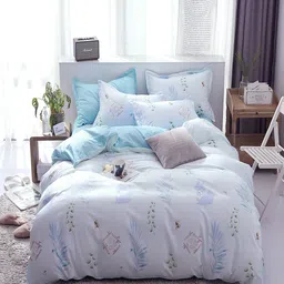 JC HOME Blue & White Printed Double Extra Large Bedding Set-image-81