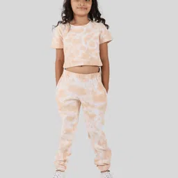 TWEENY MINI Girls Tie and Dye Dyed Pure Cotton T-shirt with Jogger Set-image-64